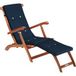 Queen Mary® Chaise longue de jardin acacia FSC®-certifié avec housse bleu