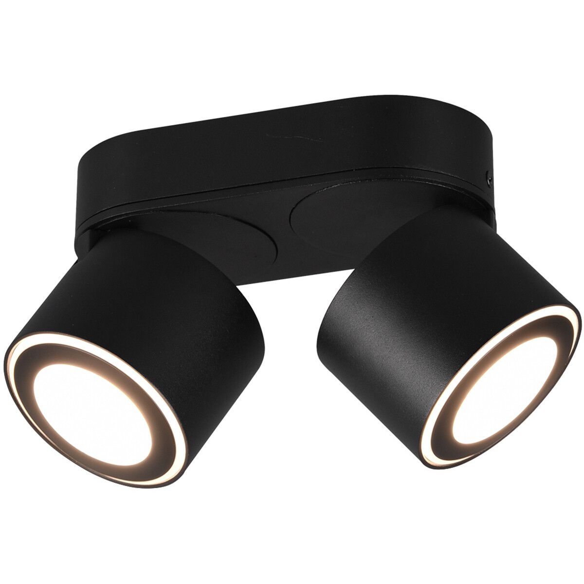 BES LED Trion Tarus Plafondspot - 8W - Warm Wit - 2-lichts - Rond - Mat Zwart - Aluminium