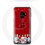 Maniacase Hoesje voor Samsung Galaxy S9 Plus BTS Bangtan Boys Rode Achtergrond Kerstcadeau 2023