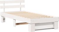 vidaXL Bedframe met hoofdeinde Wit 90 x 190 cm Massief grenenhout