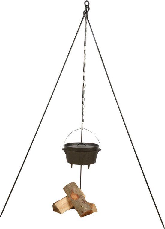 Esschert Design Driepoot met ketting - Zwart - Staal - 160cm