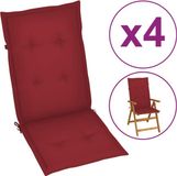vidaXL Tuinstoelkussens 4 st hoge rug 120x50x3 cm stof wijnrood