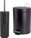MSV Badkamer accessoires set - zwart - pedaalemmer 5L en wc/toilet-borstel - metaal/kunststof