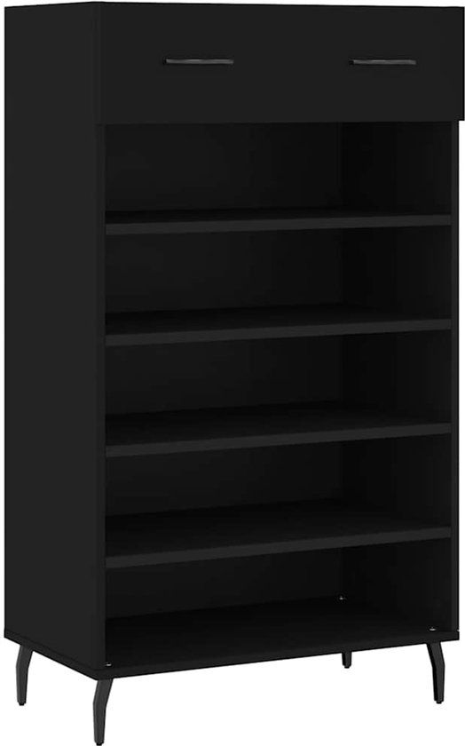 vidaXL Schoenenkast - Zwart - Bewerkt Hout