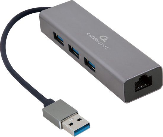 Gembird A-AMU3-LAN-01 - USB Gigabit Netwerkadapter met USB 3.0 Hub - 0.17 m