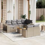 Prolenta Maison Exclusive - Tuinset voor in de tuin, bestaande uit 11 delen, met kussens, beige, van polyrotan