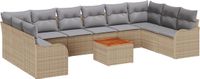 vidaXL Tuinbank Set 11-delig Beige/Lichtgrijs Polyrotan