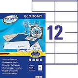 EUROPE 100 - Doos met 1200 zelfklevende multifunctionele etiketten, wit, 105 x 48 mm, compatibel met lasers, inkjet en kopieerapparaat