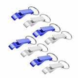 Merkloos / Sans marque Flessen openers met sleutelhanger - 10x stuks - zilver en blauw - 6 cm - combi set