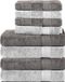 Komfortec Set van 8 – 4x Handdoek 50x100 cm en 4x Badhanddoek 70x140 cm – 100% Coton – Anthracite&Blanc