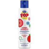 Chicco Pop Comby Strawberry Candy shampoo en conditioner, aardbeienshampoo en conditioner, milde kindershampoo, zonder tranen, veganistische formule, 250 ml