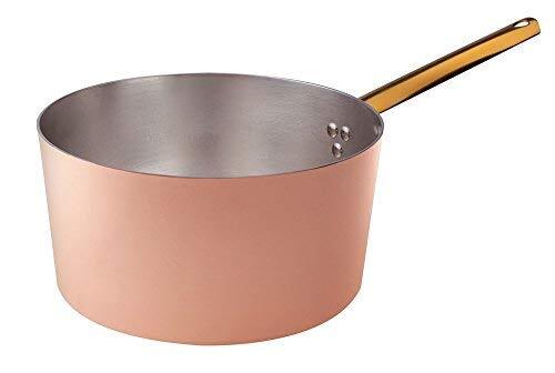 Pentole Agnelli ALCU10524 Hoge braadpan met handvat, glad koper, handgekleurd, 24 cm