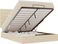 vidaXL - Ottoman bed with mattress - 140x200cm - Fabric - Cream