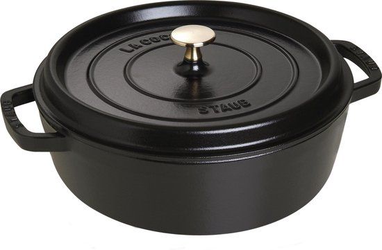 Staub Cocotte - Rond - Laag - 26 cm - Zwart
