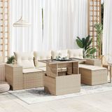 Maison Exclusive - Ensemble de meubles de jardin 6 pièces avec canapé et coussins, beige, en polyrotin