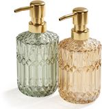 Merkloos Relaxdays Zeepdispenser - set van 2 - 400 ml - glas