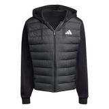adidas heren Essentials Climawarm Hybrid Down Hooded Coat, black, 3XL