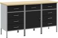 vidaXL Werkbank met opbergruimte, 3 stuks, zwart en grijs, 150 x 55 x 85 cm