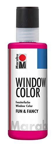 marabu Window Color Fun & fancy, 04060004005, framboos 80 ml, raamverf op waterbasis, verwijderbaar op gladde oppervlakken zoals glas, spiegels, tegels en folie