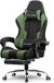 GTPLAYER Fauteuil de jeu 135° réglable, ergonomique, avec repose-pieds extensible - Tissu vert
