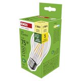 EMOS LED-lamp Edison A60, 5W vervanging voor 75W gloeilamp, A-klasse vintage lamp met E27-fitting, helderheid 1060 lm, warm wit 2700 K, extra lange levensduur 50.000h, CRI min. 80, 300° stralingshoek