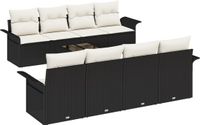 vidaXL Tuinbank - Set - 9 - st - Zwart - poly - rattan