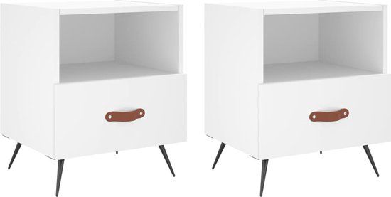 vidaXL Nachtkastjes - 2 stuks - 40x35x47,5 cm - Bewerkt Hout - Wit