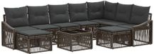 vidaXL Banc de jardin - Set - 10 - pièces - Gris - poly - rotin