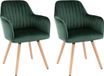 Merkloos Set van 2 eetkamerstoelen - Fluweel - Donkergroen - Retro & Vintage