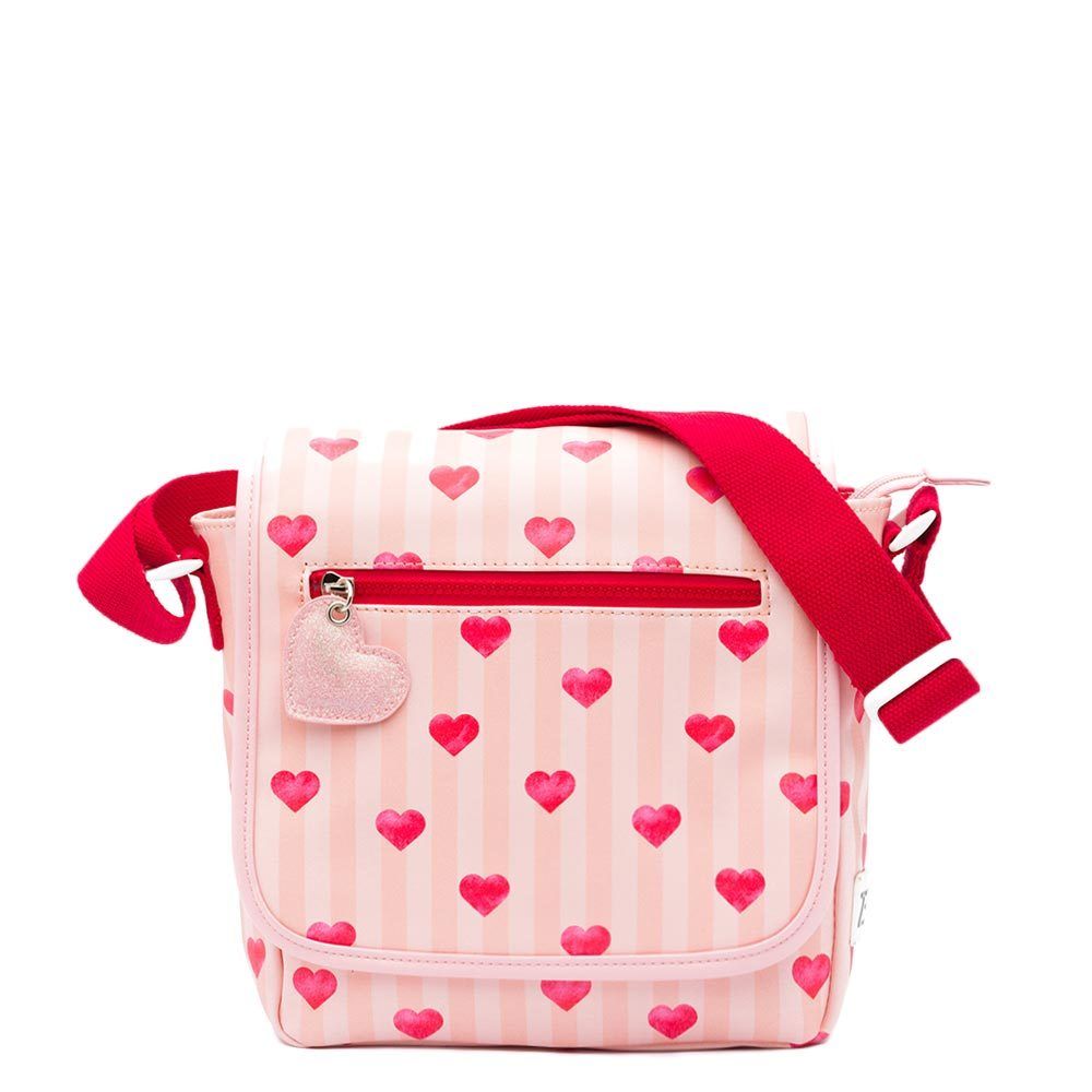 Zebra Trends Flaptasje GIRLS Stripes Hearts Red - Roze