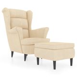 VidaXL Fauteuil met voetenbank fluweel crèmekleurig