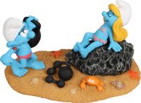 Smurfs Aquadella - Décoration d'aquarium - Poisson - Smurfette & Smurf Costaud 16,2x9,6x9,3cm Multicolore