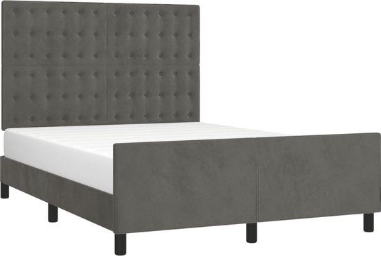 vidaXL Bedframe zonder matras 140x190 cm fluweel donkergrijs