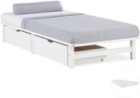 Homestyle4u Palletbed - 90x200 cm - Houten bed - met matras - Bedbak - Wit