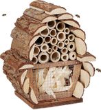 Relaxdays Insectenhotel, Nesthulp Bijen, Gaasvliegen, Hommels, Tuin & Balkon, Bijenhotel HBT 20,5x17,5x11 cm, Natuur