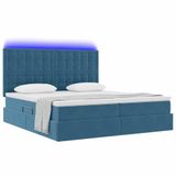 vidaXL LED-opbergbed met matras, donkerblauw, 180 x 200 cm, fluweel