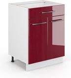 Vicco Fame-Line Meuble bas de cuisine – 60 cm avec tiroir, sans plan de travail Bordeaux rouge brillant