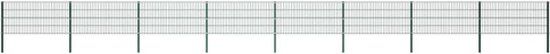vidaXL Schuttingpaneel met palen, ijzer, 1385x80 cm, groen