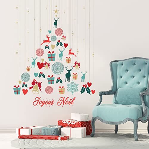 Ambiance Sticker Kerstboomhanger sticker, Vrolijk Kerstmis - Kerststickers - feestdecoratie - 105x80cm