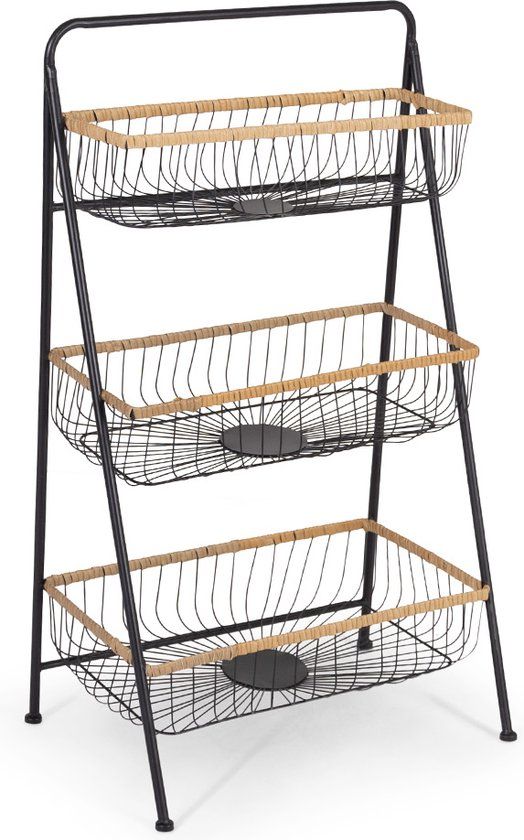 Merkloos Mandenrek Tyro - Industrieel - 32 x 32 x 85 cm - Hout/Zwart