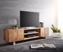 DELIFE table TV Live-Edge acacia naturel 200 cm 4 portes 2 compartiments bord d'arbre lowboard