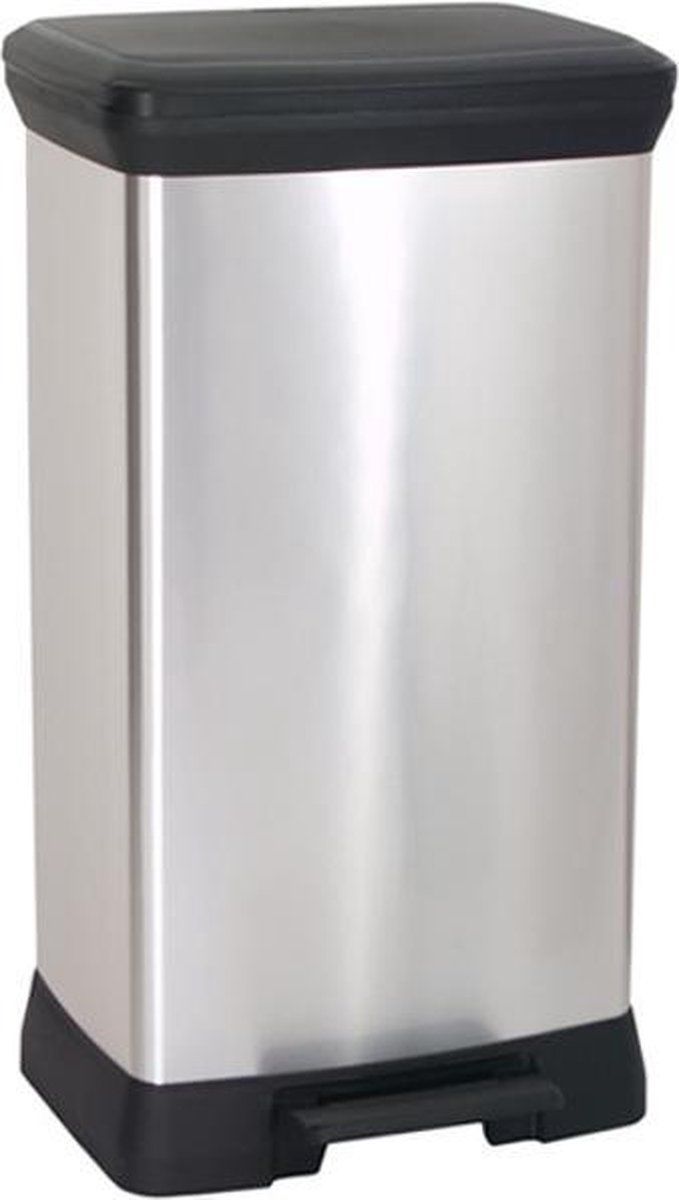 Curver Vuilnisbak met pedaal 50L - Zwart/Zilver