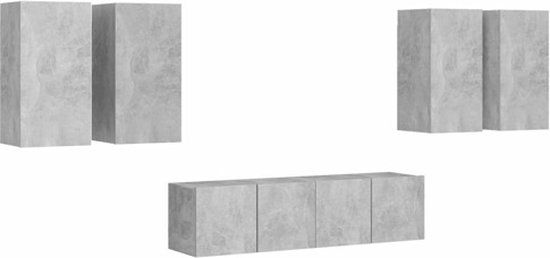 vidaXL 6-delige Tv-meubelset bewerkt hout betongrijs