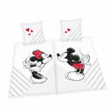 HERDING Mickey & Minnie Mouse Partnerbeddengoed, Disney, 2 x kussensloop ca. 70 x 90 cm, 2 x dekbedovertrek 140 x 200 cm, met soepel lopende ritssluiting, 100% katoen renforcé