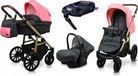 BabyLux® Aspero | Set de poussette 4 en 1 | Noir Corail | Poussette combinée | Set de poussette | Isofix