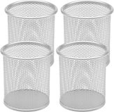 Merkloos Ronde Pennenhouder van Draadmetaal - Zilver - 4 Stuks