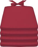 Beautissu Pia – Set van 4 Stoelkussen Buiten 45x40 cm – Rood – Zitkussen met Lint