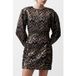French Connection Ellery Jacquared Puff Slv Dres Blackout/copper