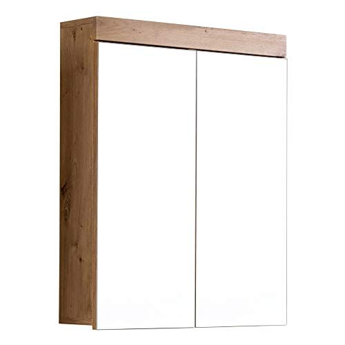 trendteam smart living Badkamer spiegelkast Amanda - 60 x 77 x 17 cm - eiken/wit hoogglans - zonder verlichting