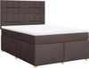 vidaXL Boxspring met matras stof donkerbruin 140x200 cm